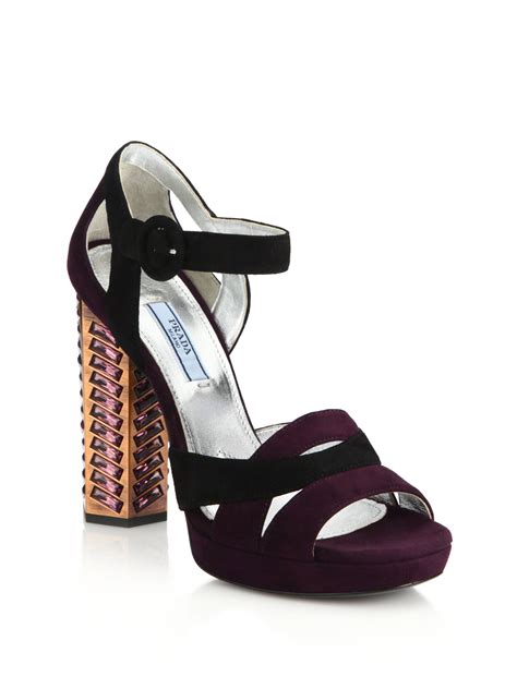 prada suede purple sandal|prada platforms.